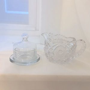 Vintage glass table serving lot